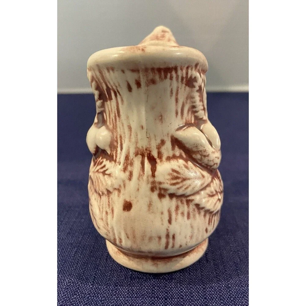 1970’S - Miniature Ceramic burgundy & Cream Embossed Flowers Water Pitcher Decor